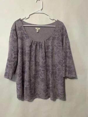 Blusa J. Jill Talla 2X Floral Cuello Redondo Manga 3/4 Relajada Campesina Boho Top Hada Foto 1 de 4