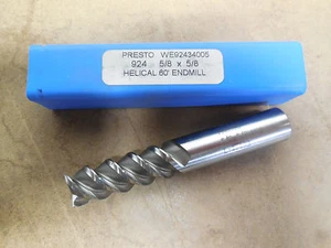 Presto 5/8 Zoll x 5/8 Zoll Schaft Kobalt schraubenförmig 3 Flöten 60 Grad Schaftfräser Schaftfräser UK - Bild 1 von 1
