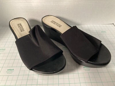 Kenneth Cole Reaction Zapatos Mujer 6.5 ONE TIME Cuña Negro Imitación Cuero Foto 1 de 4