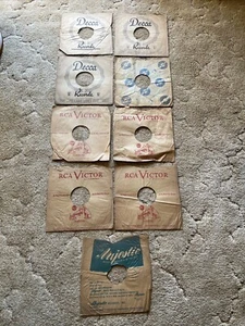 Lot Of 9 Vintage 78 RPM Paper Sleeves Decca RCA MGM Majestic - Picture 1 of 20