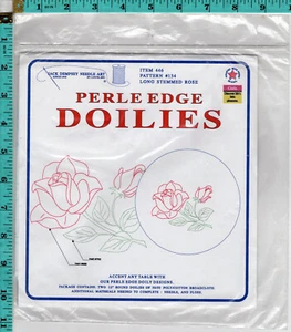 Long Stemmed Rose Jack Dempsy Needle Art Perle Edge Doilies Item 446 Pattern 134 - Picture 1 of 4