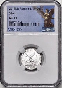2018 Mexico Libertad 1/10 Oz. Silver Coin - NGC MS67 - Picture 1 of 2