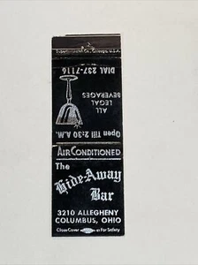 Vtg MATCHBOOK COVER The Hideaway Bar, Columbus, Ohio - Picture 1 of 2