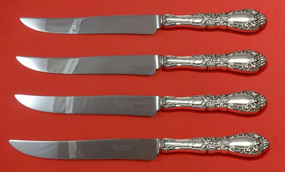 Juego de cuchillos para carne Prince Eugene de Alvin de plata esterlina 4 piezas tamaño Texas personalizado Foto 1 de 1