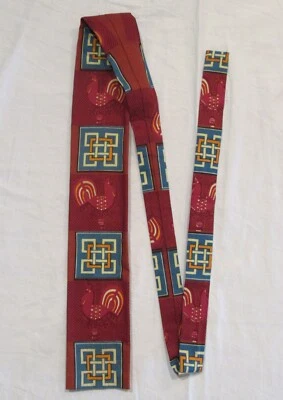 ¡GALLO! CORBATA VINTAGE AÑOS 60 70 PUNTA CUADRADA ALGODÓN IMPRESIÓN ARTÍSTICA VELETA NT010 Foto 1 de 4