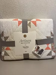 Martha Stewart Sunburst Artisan Twin Quilt Kollektion 86""X68"" 100 % Baumwolle NEU - Bild 1 von 10