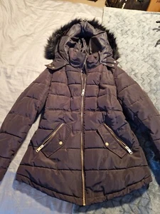 Black Mama Maternity Pregnancy H&M Coat Fur Trim Hood Winter Puffer Thick Warm - Picture 1 of 10