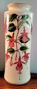 Bellissimo vaso fucsia vintage Mount Clemens ceramica con finitura oro - Foto 1 di 6