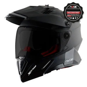 Axor X-Cross Adventure Dual Sport Helmet Matt Black, Free Smoke Visor & Pinlock - Picture 1 of 5