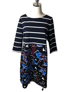 Taylor A Pea In The Pod Maternity Dress Size Large Mixed Print Stretch Blue NEW - Picture 1 of 6