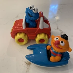 Vintage 1997* Set Of Two Tyco Sesame Street Toys Cookie Monster Car & Ernie Boat - Picture 1 of 8