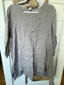 Vestido túnica de lino Match Point pequeño topo manga 3/4 asimétrico Lagenlook - Imagen 1 de 5