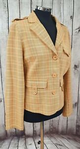 Laura Ashley checked jacket size 14 pockets unlined pure cotton multicoloured 
