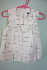 Janie and Jack Size 4 CALIFORNIA SUMMER White Ruffle Window Pane Lined SL Top - Picture 1 of 4