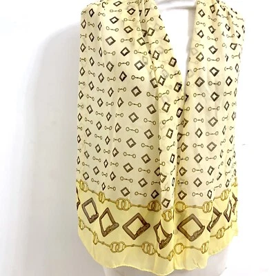 Cachecol de seda OSTINELLI LISTRAS AMARELO RETÂNGULO 54/12 pol FABRICADO NA ITÁLIA #A89 - Imagem 1 de 3