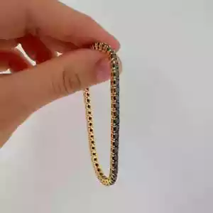 7Ct Round Created Black Diamond Womens Tennis Bracelet 14K Yellow Gold Plated 7" - Picture 1 of 6