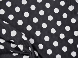 Bullet Printed Liverpool Textured Fabric 4 way Stretch Black White Polka Dot P14 - Picture 1 of 1