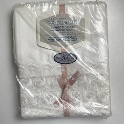 De Colección Wamsutta Std Funda de Almohada Par Supercale Plus Blanco Bordado Cottage 200 Foto 1 de 4