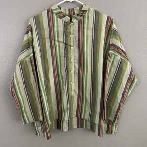 Blanque Size 1 Colorful Striped Button Front Shirt Boxy Oversized Top Women’s M - Picture 1 of 6