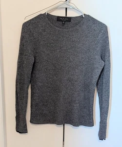 Suéter Rag & Bone 100 % lana merino para mujer talla L gris suéter cuello redondo - Imagen 1 de 9