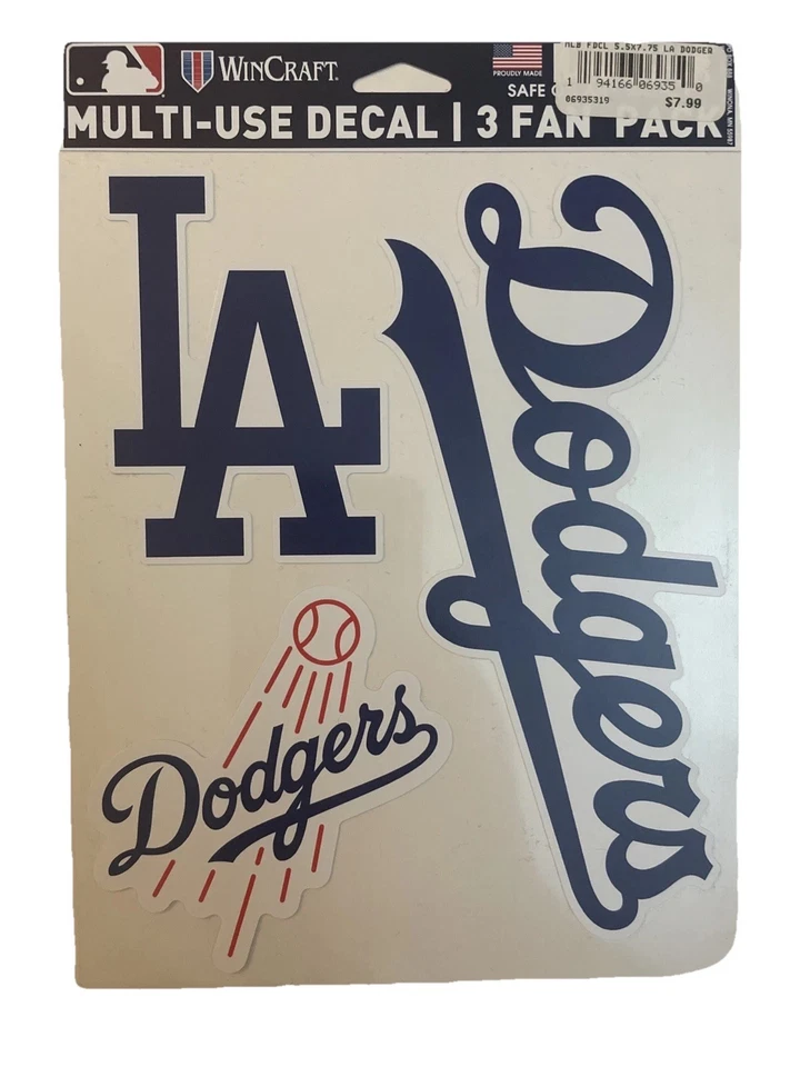 Los Angeles Dodgers Sheet Of 3 Stickers Multi Use Decals MLB Authentic 5.5 x 7.5 - Image 1 of 1