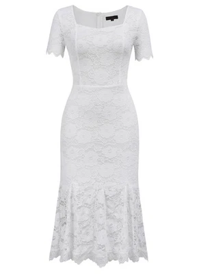 Vestidos de cóctel formales de encaje vintage para mujer Viwenni grandes blancos Foto 1 de 4