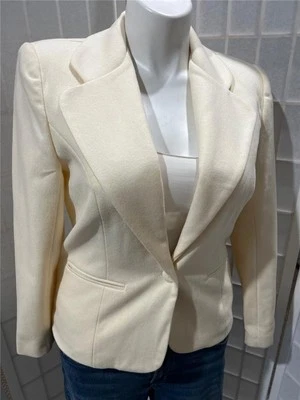 Blazer para mujer vintage 12 Adolfo International marfil 100 % lana Foto 1 de 4