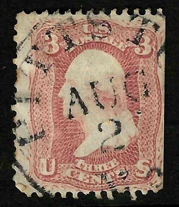 Sc #65 PITTSTON NC AUG 2 Cancel 3 Cent Washington 1861-1862 Civil War US 75E43 - Picture 1 of 2