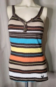 Canotta ROXY Pac Sun Tillys elasticizzata a costine taglio femminile multicolore a righe taglia SM - Foto 1 di 11