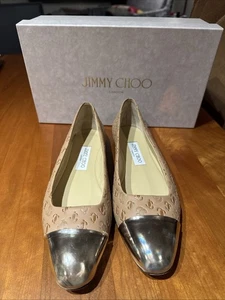 SO NICE! Jimmy Choo Watson Cap Toe Ballet Flats Sz 40.5 (10.5) Sunkissed/Caramel - Picture 1 of 7