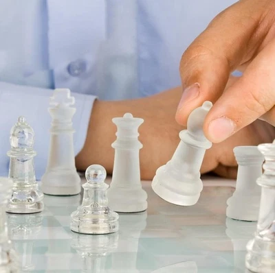 Crystal Chess Set Large 14”x14” Glass Board Perfect Display Wonderful Gift - Image 1 of 4