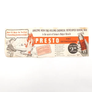 Vintage Presto Fire Extinguisher Advertisement Sheet Merlite Industries Inc - Picture 1 of 6