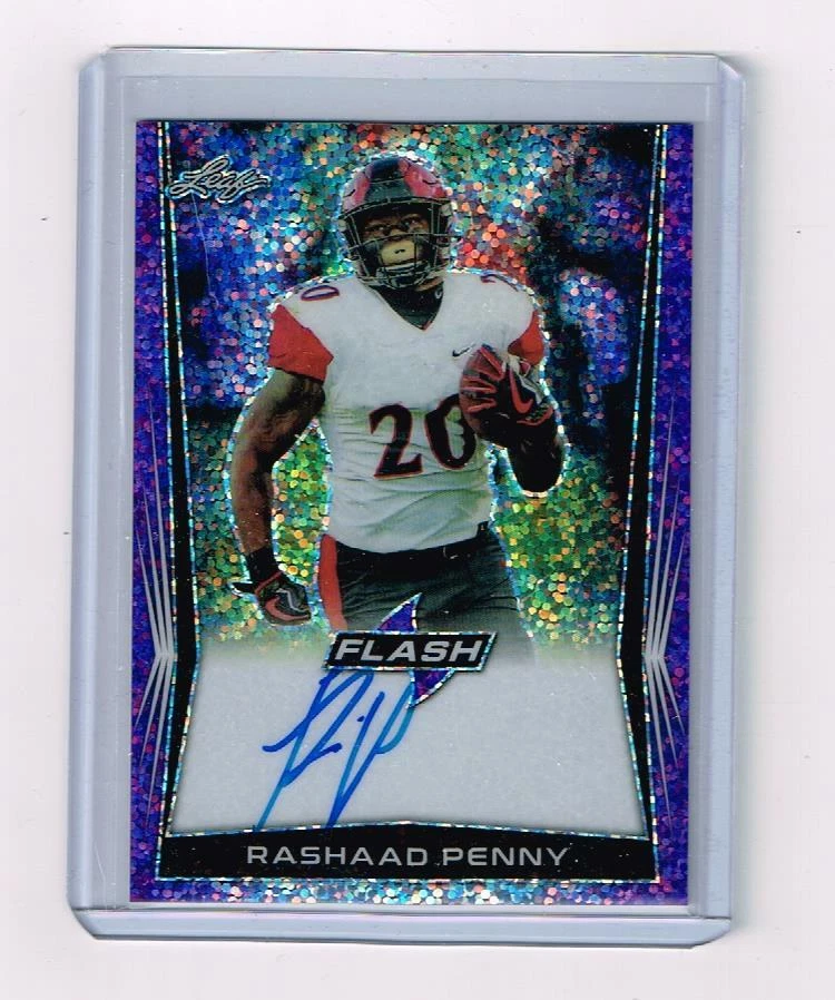 2018 LEAF FLASH SEAHAWKS SAN DIEGO STATE RASHAAD PENNY PURPLE AUTO RC 13/25 - Image 1 of 1