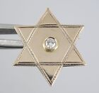 ESTATE SOLID 10K GOLD w/ 0.06 CT DIAMOND STAR of DAVID PENDANT CHARM ~1.3g  3/4"