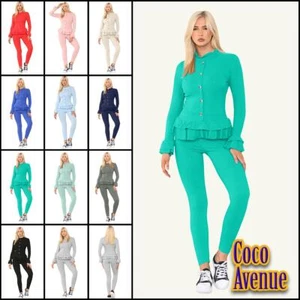Damas Juego de 2 piezas de ropa de salón con botones peplum manga larga - Imagen 1 de 55