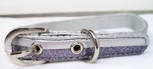 Sparkly Purple + Muted Silver Striped 17" Dog Collar (S) (NEW) - Picture 1 of 4