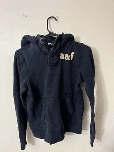 Abercrombie & Fitch Pullover Hoodie Sweatshirt Kids Size XL Navy Blue Logo - Picture 1 of 5