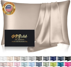 Silk Pillowcase for Hair and Skin, Mulberry Silk Pillow Cases Standard Size, ant - Picture 1 of 8