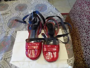 New Marni Red Patent Napa Leather Sling Back Flats Size 36B - Picture 1 of 18