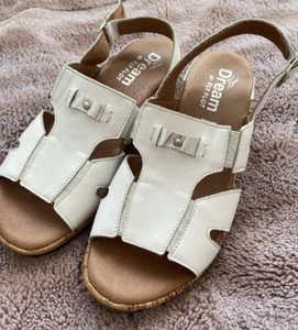 Ladies Leather Dream By Fly Flot Sling Cork Wedge Sandals Shoes Size 5 - Picture 1 of 8