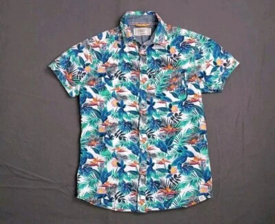 Camisa Hawaiana Tropical 100% Algodón Pequeña Free Planet Para Hombres Abotonada Eco Playa Foto 1 de 4