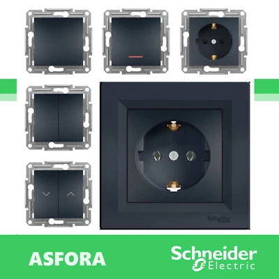SCHNEIDER ELECTRIC SCHNEIDER ASFORA ANTRACITE prese elettriche interruttore pulsante Cat TV nero