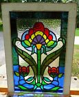 Victorian flower leaded stained glass window 