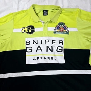 Sniper Gang Apparel Polo Shirt Mens 2XL/3XL  Neon Green Black Nice - Picture 1 of 9