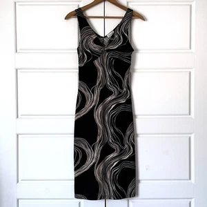 Vintage Y2K Charlotte Russe Dress Womens Small Black Sheath 90s USA Retro Sexy - Picture 1 of 10