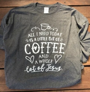 CUSTOM WOMEN'S DELTA PRO WEIGHT COTTON T-SHIRT (CHARCOAL, 2XL, NEW) COFFEE JESUS - Picture 1 of 2