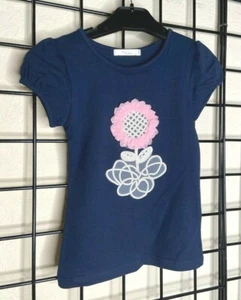 NEW NWT Navy Blue/Pink 3-D Chiffon flower detail CUTE Top/Shirt Size 4, 6 or 6X - Picture 1 of 8