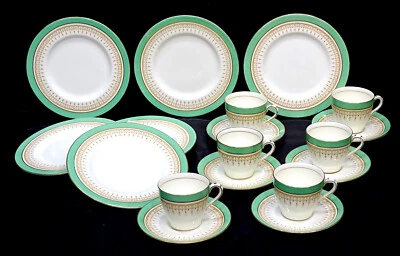 ROYAL DOULTON Vintage DUKE OF YORK Green DEMITASSE CUP & SAUCER Dessert Set - image 1 of 4
