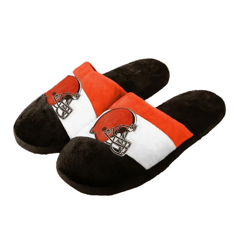 Cleveland Browns NFL Men's Colorblock Slide Slipper, 4 Sizes Available, FREE Cover