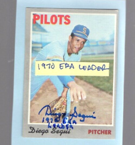 Autographed Diego Segui 1970 ERA Leader added Pilots 1970 Topps